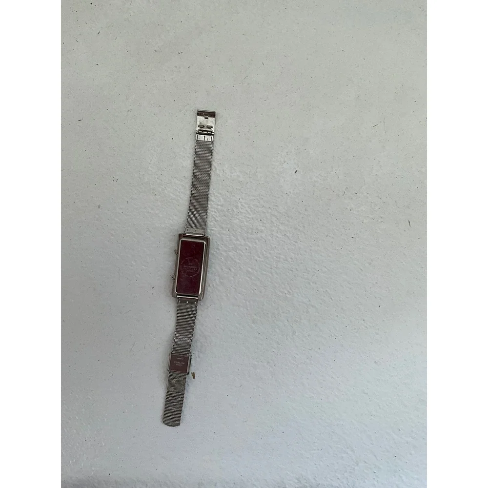 Skagen Denmark Dual Time Zone Silver Mesh Watch Women White Dial Rectangular